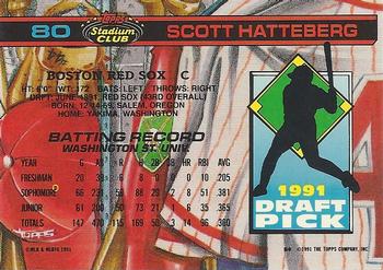 1992 Stadium Club Dome #80 Scott Hatteberg Back