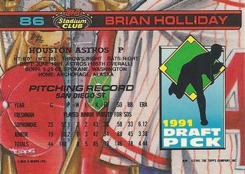 1992 Stadium Club Dome #86 Brian Holliday Back