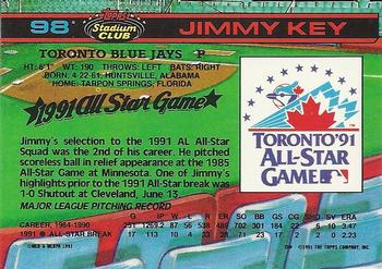 1992 Stadium Club Dome #98 Jimmy Key Back