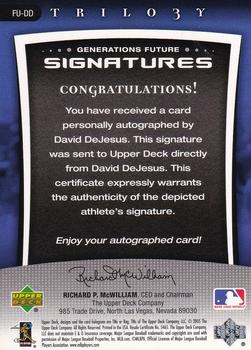 2005 Upper Deck Trilogy - Generations Future Signatures Silver #FU-DD David DeJesus Back