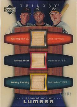 2005 Upper Deck Trilogy - Generations of Lumber Triple #GEN-RJC Cal Ripken Jr. / Derek Jeter / Bobby Crosby Front