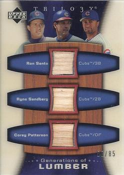2005 Upper Deck Trilogy - Generations of Lumber Triple #GEN-SSP Ron Santo / Ryne Sandberg / Corey Patterson Front