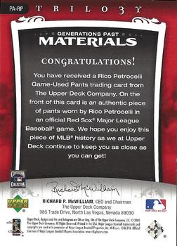 2005 Upper Deck Trilogy - Generations Past Materials Silver #PA-RP Rico Petrocelli Back