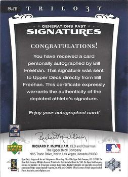 2005 Upper Deck Trilogy - Generations Past Signatures Silver #PA-FR Bill Freehan Back