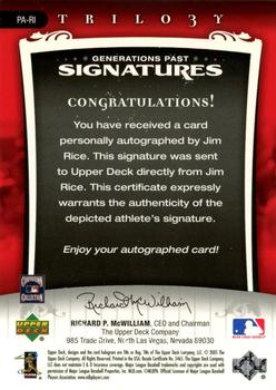 2005 Upper Deck Trilogy - Generations Past Signatures Silver #PA-RI Jim Rice Back