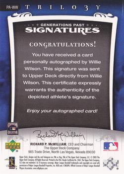 2005 Upper Deck Trilogy - Generations Past Signatures Silver #PA-WW Willie Wilson Back