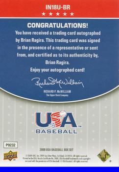 2009 Upper Deck USA Baseball Box Set - Inscriptions: 18U National Team #IN18U-BR Brian Ragira Back