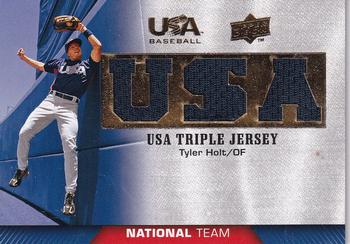 2009 Upper Deck USA Baseball Box Set - USA Triple Jerseys: National Team #TJNT-TH Tyler Holt Front