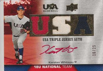 2009 Upper Deck USA Baseball Box Set - USA Triple Jerseys: 18U National Team #TJ18U-KW Karsten Whitson Front