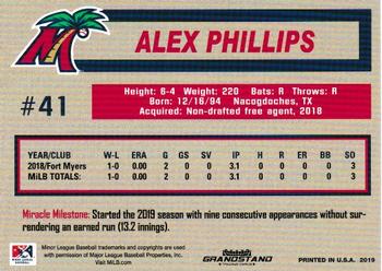 2019 Grandstand Fort Myers Miracle #NNO Alex Phillips Back