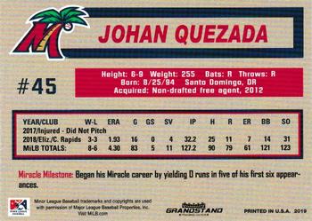 2019 Grandstand Fort Myers Miracle #NNO Johan Quezada Back