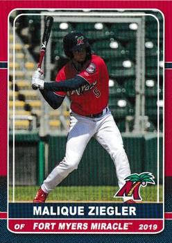2019 Grandstand Fort Myers Miracle #NNO Malique Ziegler Front