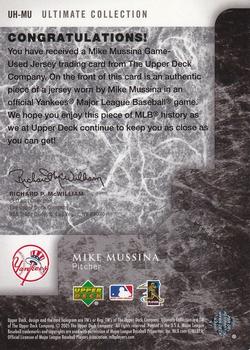 2005 Upper Deck Ultimate Collection - Ultimate Hurlers Materials #UH-MU Mike Mussina Back