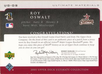 2005 Upper Deck Ultimate Collection - Ultimate Materials Patch #UG-OS Roy Oswalt Back