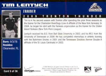 2009 MultiAd Trenton Thunder #5 Tim Lentych Back