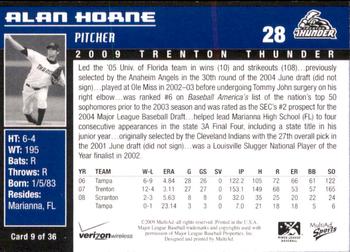 2009 MultiAd Trenton Thunder #9 Alan Horne Back