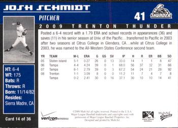 2009 MultiAd Trenton Thunder #14 Josh Schmidt Back