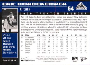 2009 MultiAd Trenton Thunder #17 Eric Wordekemper Back