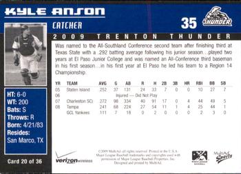 2009 MultiAd Trenton Thunder #20 Kyle Anson Back