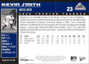2009 MultiAd Trenton Thunder #27 Kevin Smith Back