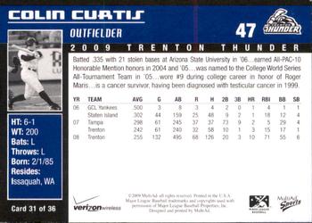 2009 MultiAd Trenton Thunder #31 Colin Curtis Back