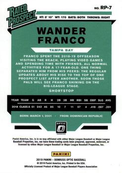 2019 Donruss Optic - Rated Prospects #RP-7 Wander Franco Back