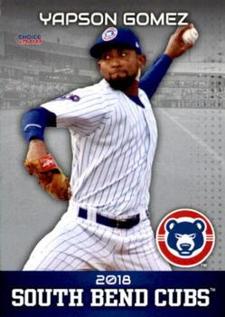 2018 Choice South Bend Cubs #15 Yapson Gomez Front