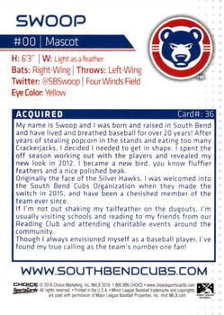 2018 Choice South Bend Cubs #36 Swoop Back