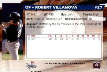 2004 Choice Staten Island Yankees #27 Robert Villanova Back