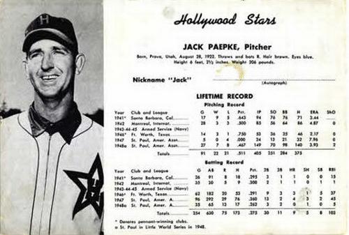 1949 Fan Pix Hollywood Stars #NNO Jack Paepke Front