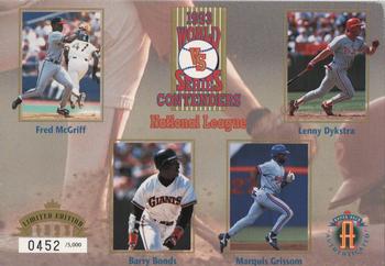 1993 Upper Deck Authenticated World Series Contenders Sheets #NNO Fred McGriff / Lenny Dykstra / Barry Bonds / Marquis Grissom Front