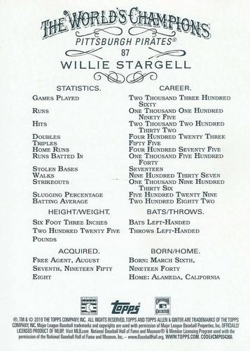 2019 Topps Allen & Ginter 5x7 #87 Willie Stargell Back