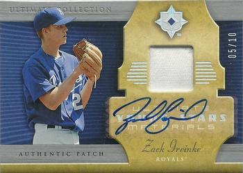 2005 Upper Deck Ultimate Collection - Ultimate Young Stars Materials Patch Signatures #UY-ZG Zack Greinke Front