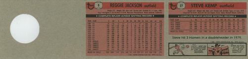 1981 Topps Squirt - Panels #5 / 27 Reggie Jackson / Steve Kemp Back
