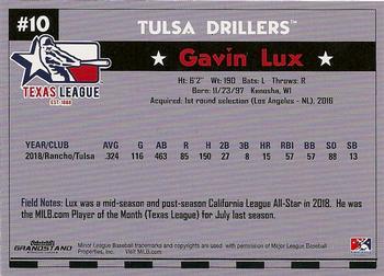 2019 Grandstand Texas League Top Prospects #NNO Gavin Lux Back
