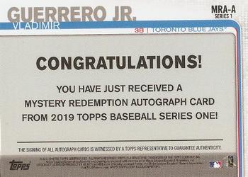 2019 Topps - Autographed Mystery Rookies #MRA-A Vladimir Guerrero Jr. Back
