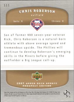 2005 Upper Deck Update - Prospects Gold #111 Chris Roberson Back