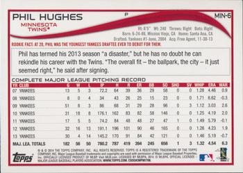 2014 Topps Minnesota Twins #MIN6 Phil Hughes Back