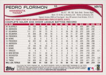 2014 Topps Minnesota Twins #MIN14 Pedro Florimon Back