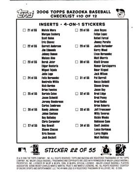 2006 Bazooka - 4-on-1 Stickers #22 Jim Edmonds / Johnny Damon / Garret Anderson / Moises Alou Back