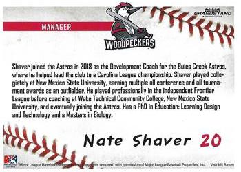2019 Grandstand Fayetteville Woodpeckers #NNO Nate Shaver Back