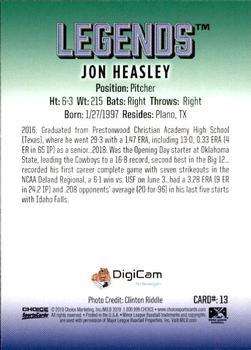 2019 Choice Lexington Legends #13 Jon Heasley Back