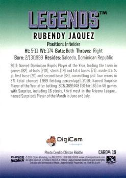 2019 Choice Lexington Legends #19 Rubendy Jaquez Back