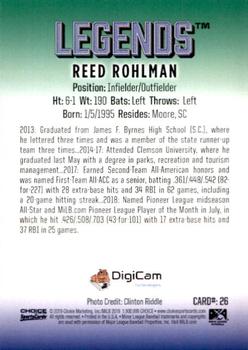 2019 Choice Lexington Legends #26 Reed Rohlman Back