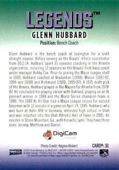 2019 Choice Lexington Legends #31 Glenn Hubbard Back