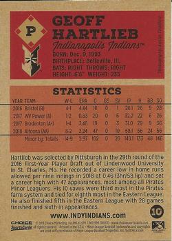 2019 Choice Indianapolis Indians #10 Geoff Hartlieb Back