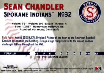 2018 Grandstand Spokane Indians #4 Sean Chandler Back