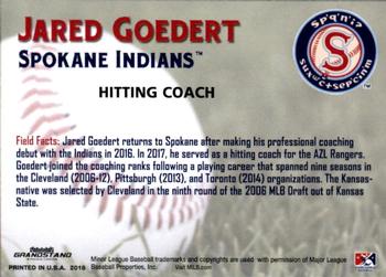 2018 Grandstand Spokane Indians #13 Jared Goedert Back