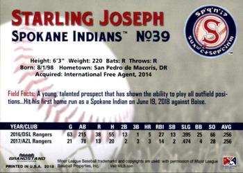 2018 Grandstand Spokane Indians #16 Starling Joseph Back