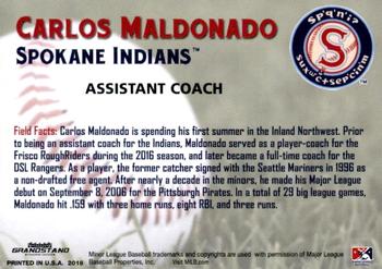 2018 Grandstand Spokane Indians #22 Carlos Maldonado Back